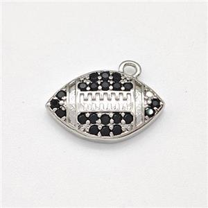 American Football Charms Copper Pendant Micro Pave Zirconia Sport Platinum Plated, approx 9-15mm