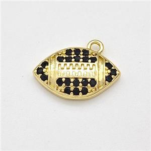 American Football Charms Copper Pendant Micro Pave Zirconia Sport Gold Plated, approx 9-15mm