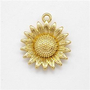 Copper Sunflower Pendant Gold Plated, approx 15mm