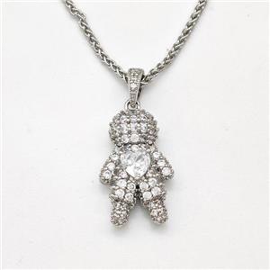 Copper Boy Kids Necklace Pave Zirconia Platinum Plated, approx 13-20mm, 1.5mm, 42-47cm length