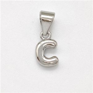 Copper Letter-C Pendant Platinum Plated, approx 6-7mm