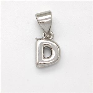 Copper Letter-D Pendant Platinum Plated, approx 6-7mm