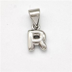 Copper Letter-R Pendant Platinum Plated, approx 6-7mm