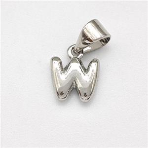 Copper Letter-W Pendant Platinum Plated, approx 6-7mm