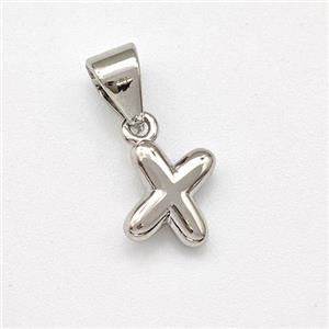 Copper Letter-X Pendant Platinum Plated, approx 6-7mm