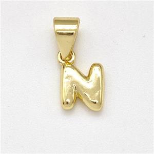 Copper Letter-N Pendant Gold Plated, approx 6-7mm