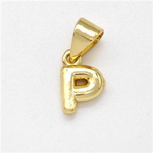 Copper Letter-P Pendant Gold Plated, approx 6-7mm