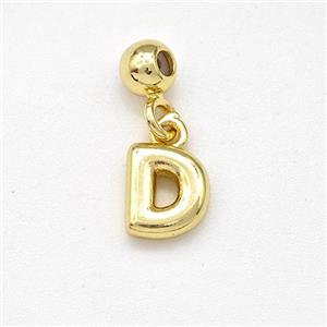 Copper Letter-D Pendant Gold Plated, approx 6-7mm, 4mm, 2mm hole