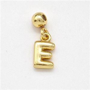 Copper Letter-E Pendant Gold Plated, approx 6-7mm, 4mm, 2mm hole