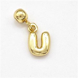 Copper Letter-U Pendant Gold Plated, approx 6-7mm, 4mm, 2mm hole