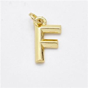 Copper Letter-F Pendant Gold Plated, approx 9-12.5mm