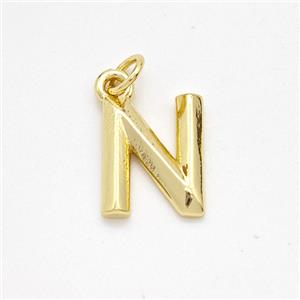 Copper Letter-N Pendant Gold Plated, approx 9-12.5mm