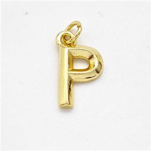 Copper Letter-P Pendant Gold Plated, approx 9-12.5mm