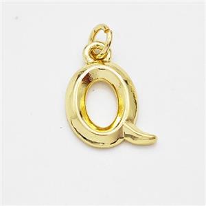 Copper Letter-Q Pendant Gold Plated, approx 9-12.5mm