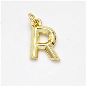 Copper Letter-R Pendant Gold Plated, approx 9-12.5mm