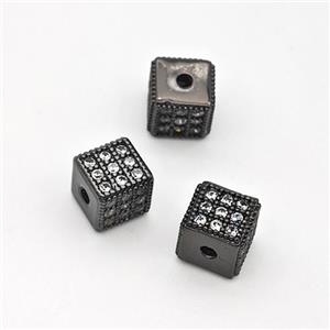 Copper Cube Beads Micro Pave Zirconia Black Plated, approx 6mm