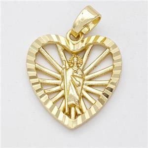 Saint Jude Charms Copper Heart Pendant Gold Plated, approx 20mm