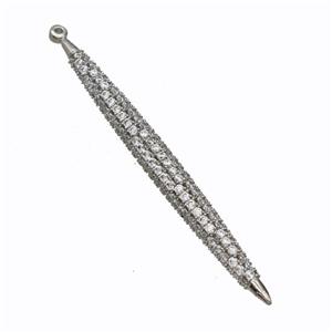 Copper Spike Pendant Micropave Zirconia Platinum Plated, approx 5-60mm