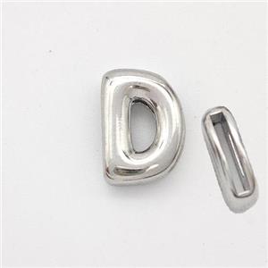 Copper Letter-D Beads Platinum Plated, approx 9-13.5mm, 2x10mm hole