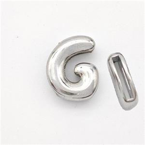 Copper Letter-G Beads Platinum Plated, approx 9-13.5mm, 2x10mm hole