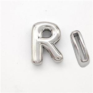 Copper Letter-R Beads Platinum Plated, approx 9-13.5mm, 2x10mm hole