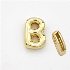 Copper Letter-B Beads Gold Plated, approx 9-13.5mm, 2x10mm hole