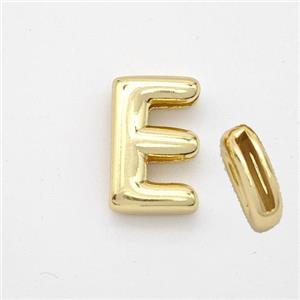 Copper Letter-E Beads Gold Plated, approx 9-13.5mm, 2x10mm hole