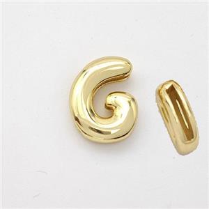 Copper Letter-G Beads Gold Plated, approx 9-13.5mm, 2x10mm hole