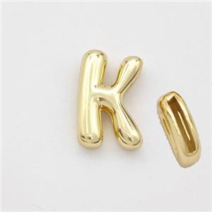 Copper Letter-K Beads Gold Plated, approx 9-13.5mm, 2x10mm hole