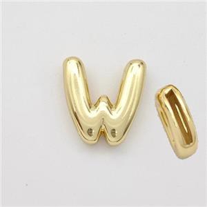 Copper Letter-W Beads Gold Plated, approx 9-13.5mm, 2x10mm hole