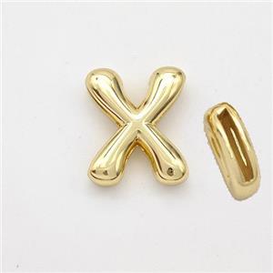 Copper Letter-X Beads Gold Plated, approx 9-13.5mm, 2x10mm hole