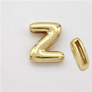 Copper Letter-Z Beads Gold Plated, approx 9-13.5mm, 2x10mm hole