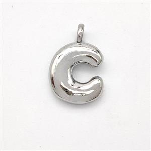 Copper Letter-C Pendant Platinum Plated, approx 13-17mm