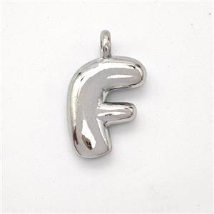 Copper Letter-F Pendant Platinum Plated, approx 13-17mm