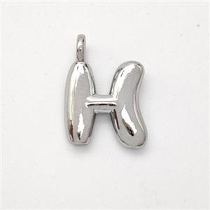 Copper Letter-H Pendant Platinum Plated, approx 13-17mm