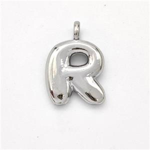 Copper Letter-R Pendant Platinum Plated, approx 13-17mm