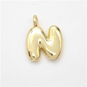 Copper Letter-N Pendant Gold Plated, approx 13-17mm