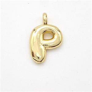 Copper Letter-P Pendant Gold Plated, approx 13-17mm