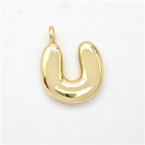 Copper Letter-U Pendant Gold Plated, approx 13-17mm