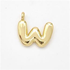 Copper Letter-W Pendant Gold Plated, approx 13-17mm