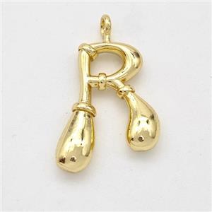 Copper Letter-R Pendant Gold Plated, approx 16-20mm