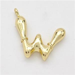 Copper Letter-W Pendant Gold Plated, approx 16-20mm