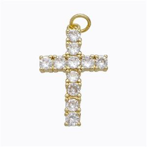 Copper Cross Pendant Pave Zirconia Gold Plated, approx 15-21mm