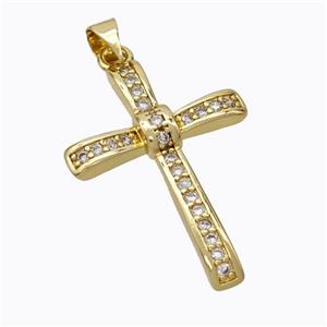 Copper Cross Pendant Pave Zirconia Gold Plated, approx 20-30mm