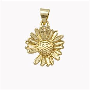 Copper Sunflower Pendant Gold Plated, approx 14mm