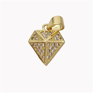 Copper Diamond Pendant Micropave Zirconia Gold Plated, approx 12mm