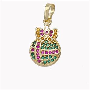 Christmas Gifts Charms Copper Pendant Micropave Zirconia Gold Plated, approx 11-14mm