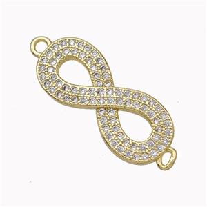 Copper Infinity Connector Micropave Zirconia Gold Plated, approx 9-20mm