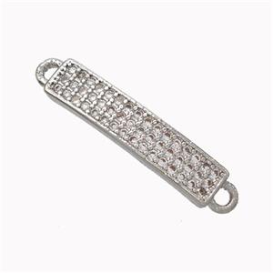 Copper Stick Connector Pave Zirconia Curving Platinum Plated, approx 5-20mm