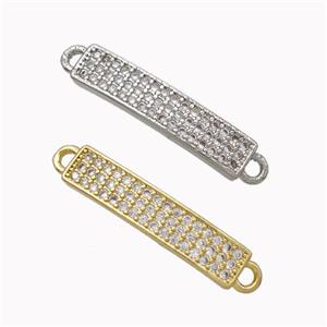 Copper Stick Connector Pave Zirconia Curving Mixed, approx 5-20mm